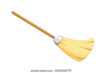 Light Straw Broom Vector Illustration. Ideal for Cleaning, Home Maintenance, Gardening, Eco-Friendly Decor, and Rustic Aesthetics. Isolated on White Background