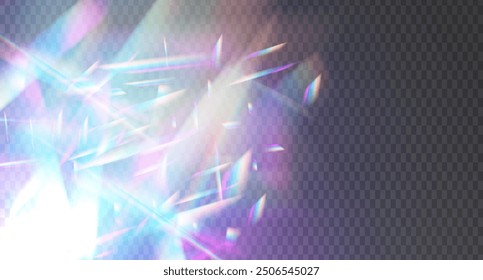 Diseños de patrones de superposición de rayas ligeras. Efecto de reflexión de fugas de luz de cristal de arco iris. Elementos de refracción transparentes. Ilustración vectorial.	
