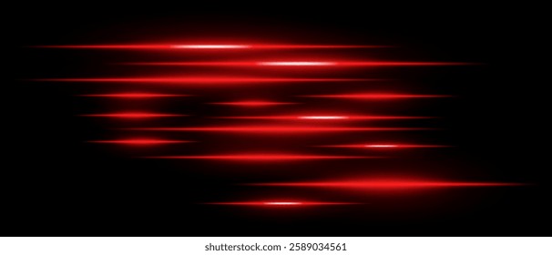 Light streaks set . Red glowing speed lines on a black background. Futuristic motion blur effect, digital neon trails, sci-fi energy beams, and high-speed dynamic concept.