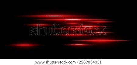 Light streaks set . Red glowing speed lines on a black background. Futuristic motion blur effect, digital neon trails, sci-fi energy beams, and high-speed dynamic concept.