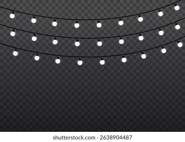 Light string wallpaper with glowing garland lights background xmas party greeting card winter night decoration bright color shine effect abstract texture new year celebration vector festive