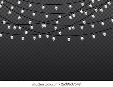 Light string wallpaper with glowing garland lights background xmas party greeting card winter night decoration bright color shine effect abstract texture new year celebration vector festive