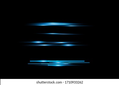 The light and the stripes move quickly on a black background. The light effect design Decorative elements Horizontal ray of light