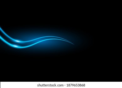 La luz y las rayas se mueven rápidamente sobre un fondo negro. Diseño de efecto luminoso Elementos decorativos Rayo horizontal de la luz