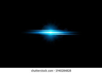 The light and the stripes move quickly on a black background. The light effect design Decorative elements Horizontal ray of light