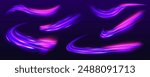 Light and stripes moving fast over dark background. Concept of leading in business, Hi tech products, warp speed wormhole science vector design.	