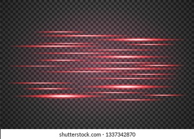 Light and stripes moving fast over dark background.design of the light effect. Vector blur in the light of radiance. Element of decor. Horizontal rays of light. - Vector