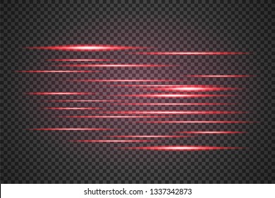 Light and stripes moving fast over dark background.design of the light effect. Vector blur in the light of radiance. Element of decor. Horizontal rays of light. - Vector