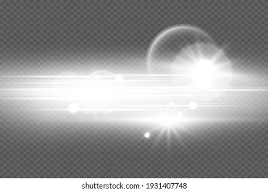 Light and stripes moving fast over dark background.design of the light effect. Vector blur in the light of radiance. Element of decor. Horizontal rays of light.