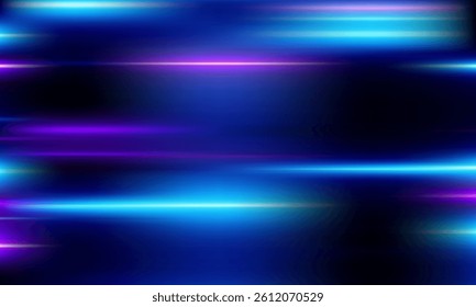 Light and stripes moving fast over dark background. Vector illustration