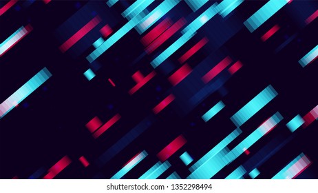 Light Stripes Seamless Neon Tech Background. Modern Digital Space Texture. Neon Car Trail Pattern. Geometric Poster Background.