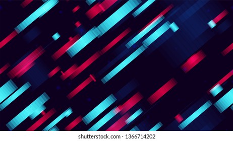 Light Stripes Seamless Neon Tech Background. Modern Digital Space Texture. Neon Car Trail Pattern. Geometric Poster Background.