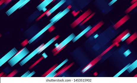 Light Stripes Seamless Neon Tech Background. Abstract Glitch Effect Texture. Sporty Pattern with Neon Stripes. Technology Poster Background.