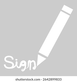 Light style icon of writing pen with signature action.