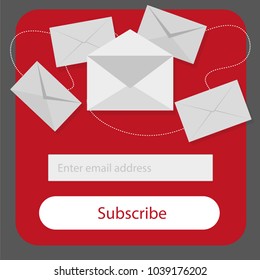 Light Subscribe to newsletter form in red,grey and whitte colors - Email vector