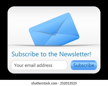 Light subscribe to newsletter website element with blue envelope