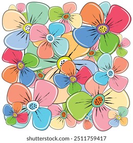 Collage moderno elegante de verano ligero con flores. Ilustración vectorial.