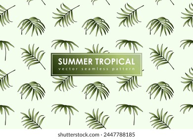 Light summer tropical vector seamless pattern with green palm branches. Print for textiles, wrapping paper, covers and cases.