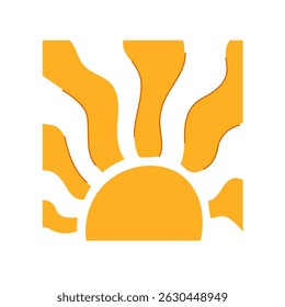 light sun groovy cartoon. summer glow, heat golden, luminous cheerful light sun groovy sign. isolated symbol vector illustration