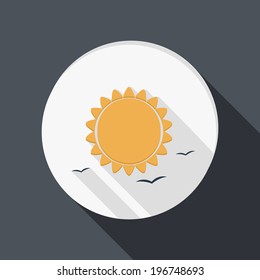 light sun icon in the style of paper with shadow