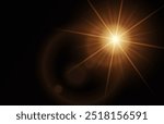 Light from the sun, on a dark background. Vector illustration