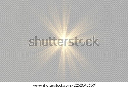 Light, sun on an isolated transparent background. The rays of the sun png. Light png. Sunrise Sunset. Flash Light. Vector illustration.	