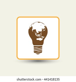 light from the surface of the globe on the lamp. eco concept
