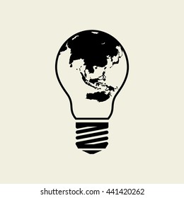 light from the surface of the globe on the lamp. eco concept