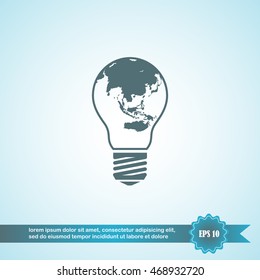 light from the surface of the globe on the lamp. eco concept