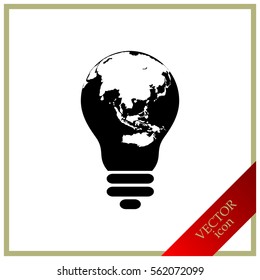 light from the surface of the globe on the lamp. eco concept