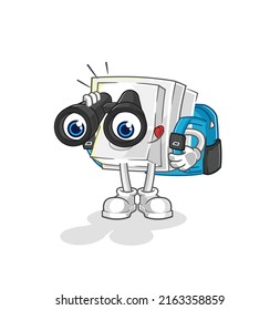 el interruptor de luz con carácter binocular. vector de mascota de dibujos animados