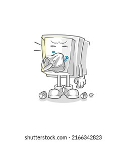 the light switch blowing nose character. cartoon mascot vector
