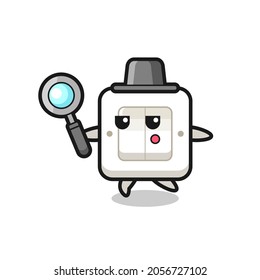 light switch cartoon character searching with a magnifying glass , cute style design for t shirt, sticker, logo element