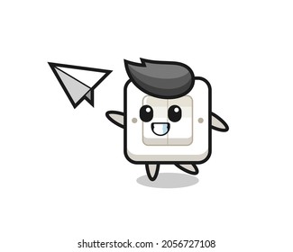 light switch cartoon character throwing paper airplane , cute style design for t shirt, sticker, logo element