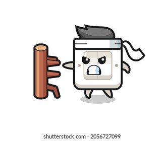 light switch cartoon illustration as a karate fighter , cute style design for t shirt, sticker, logo element