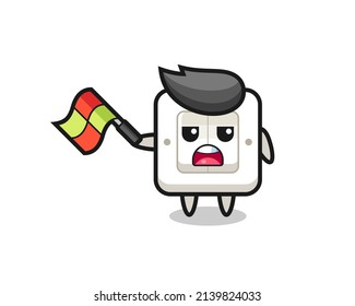 light switch cartoon as the line judge hold the flag up at a 45 degree angle , cute style design for t shirt, sticker, logo element
