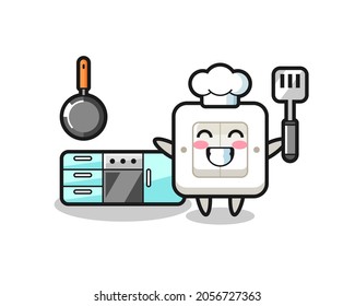 light switch character illustration as a chef is cooking , cute style design for t shirt, sticker, logo element