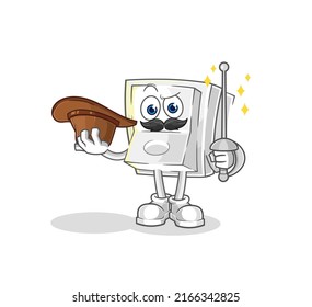 the light switch fencer character. cartoon mascot vector