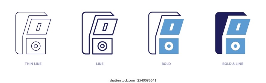 Light switch icon in 4 different styles. Thin Line, Line, Bold, and Bold Line. Duotone style. Editable stroke.