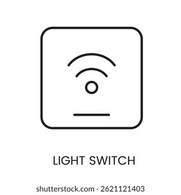 Light switch icon with signal symbolizing smart lighting control used in home automation systems appliance branding and interface visuals, line icon in vector with editable stroke.