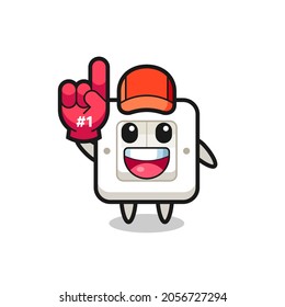 light switch illustration cartoon with number 1 fans glove , cute style design for t shirt, sticker, logo element