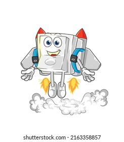 el interruptor de la luz con la mascota jetpack. vector de dibujos animados