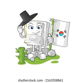 el carácter coreano del interruptor de la luz. vector de mascota de dibujos animados