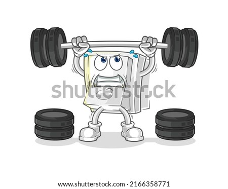 the light switch lifting the barbell character. cartoon mascot vector