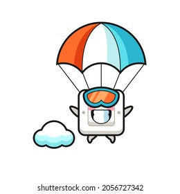 light switch mascot cartoon is skydiving with happy gesture , cute style design for t shirt, sticker, logo element