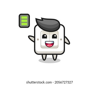 light switch mascot character with energetic gesture , cute style design for t shirt, sticker, logo element