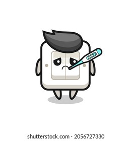 light switch mascot character with fever condition , cute style design for t shirt, sticker, logo element