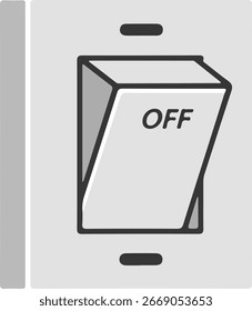 Light Switch in OFF Position Icon. Electrical Power Control and Energy Saving Symbol. Vector Illustration.
