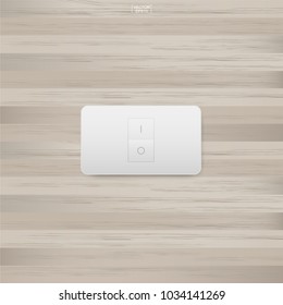 Light switch on wood wall background. Vector illustration.