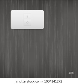 Light switch on wood wall background. Vector illustration.